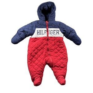 Tommy Hilfiger Baby Snowsuit Coat Quilted Bunting Puffer Zip Up Hooded 0-3m H251
